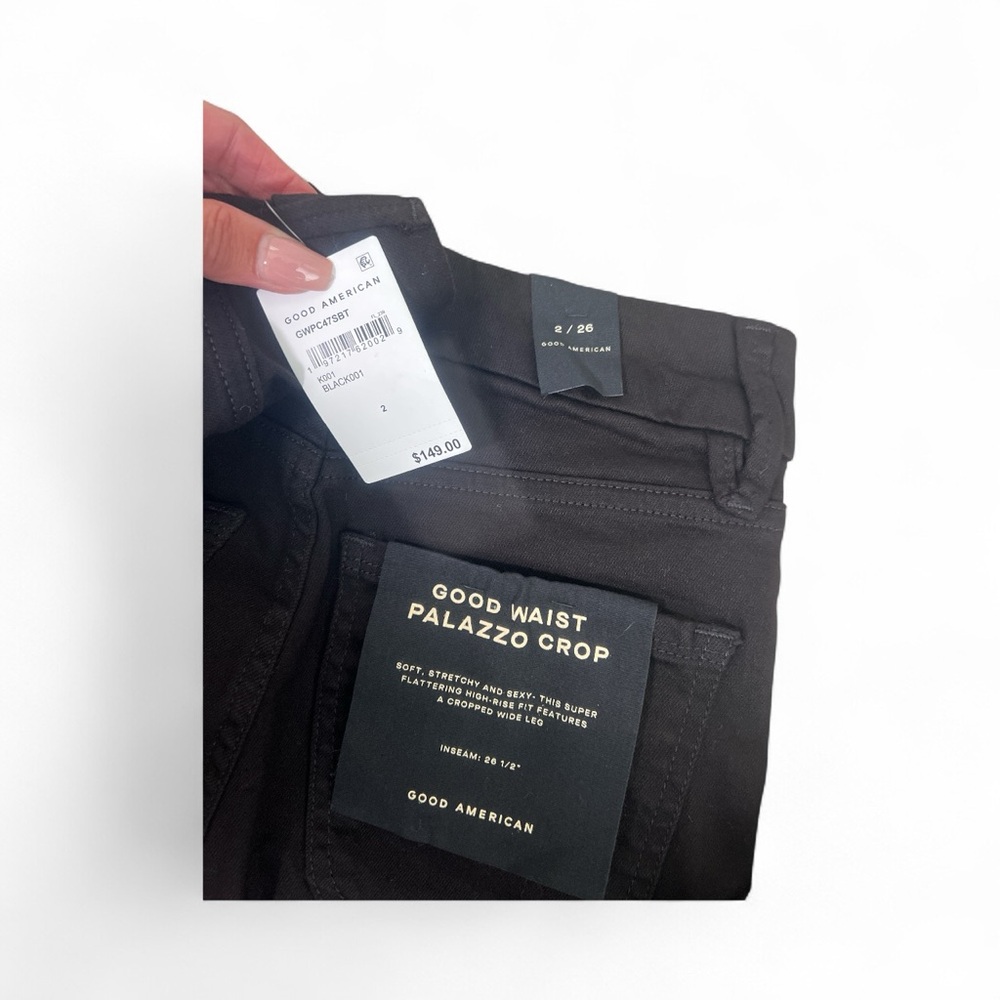 NWT Good American Good Waist Palazzo Crop Black Jeans Size 2 / 26 (Retail $149)